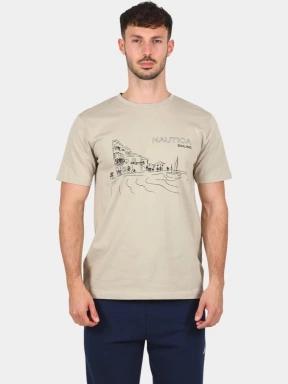 Nautica Nalin SS T-Shirt férfi rövid ujjú póló barna színben 1