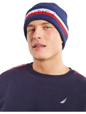 Nautica Zeus Beanie férfi kötött sapka sötétkék színben 1