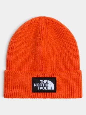 The North Face Tnf Logo Box Cuffed Beanie kötött sapka narancssárga színben 1