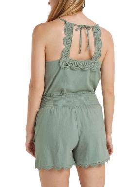 O'Neill Essentials Ava Smocked Shorts női rövidnadrág zöld színben 3