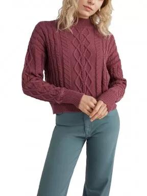 O'Neill Cable Knit Pullover női kötött pulóver lila színben 1