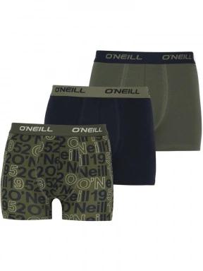 O'Neill Men boxer O'Neill aop logo & plain 3-pack férfi alsónadrág oliva színben 1