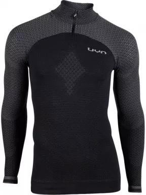 UYN Man Running Alpha Shirt LG_SL Zip Up férfi rövid ujjú sport póló fekete színben 1