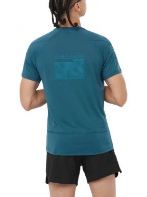 Salomon Cross Run Ss Tee Gfx M férfi rövid ujjú sport póló kék színben 3