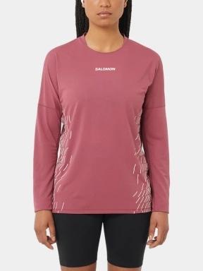 Salomon Sense Aero LS Tee Gfx W női hosszú ujjú sport póló bordó színben 1