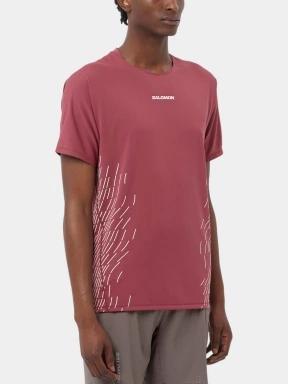 Salomon Sense Aero SS Tee Gfx M férfi rövid ujjú sport póló bordó színben 1