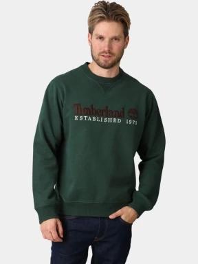 Timberland Established 1973 Embroidered Logo Bb Crew férfi pulóver sötétzöld színben 1