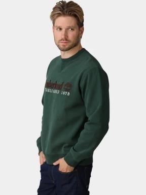 Timberland Established 1973 Embroidered Logo Bb Crew férfi pulóver sötétzöld színben 3