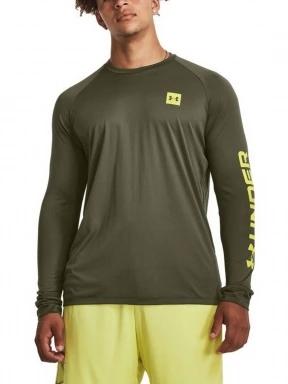 Under Armour Ua Tech Prt Fill Ls férfi hosszú ujjú sport póló oliva színben 1
