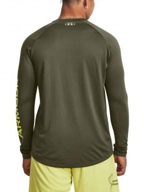 Under Armour Ua Tech Prt Fill Ls férfi hosszú ujjú sport póló oliva színben 3