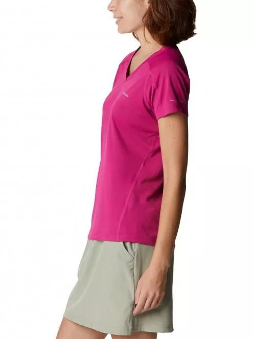 Columbia Zero Rules Short Sleeve Shirt női rövid ujjú sport póló magenta színben 4