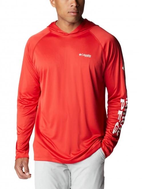 Columbia Terminal Tackle Hoodie férfi hosszú ujjú sport póló piros színben 2