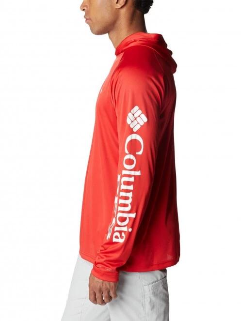 Columbia Terminal Tackle Hoodie férfi hosszú ujjú sport póló piros színben 3