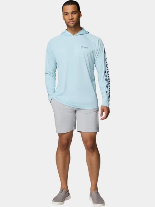 Columbia Terminal Tackle Hoodie férfi hosszú ujjú sport póló világoskék színben 5