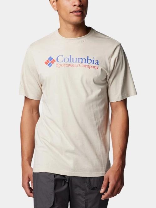 Columbia Csc Basic Logo Short Sleeve Shirt férfi rövid ujjú póló homok színben 2