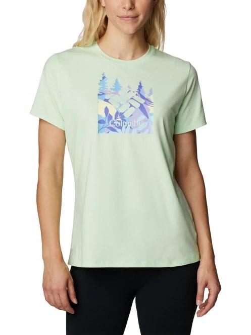 Columbia Sun Trek Ss Graphic Tee női rövid ujjú sport póló zöld színben 2