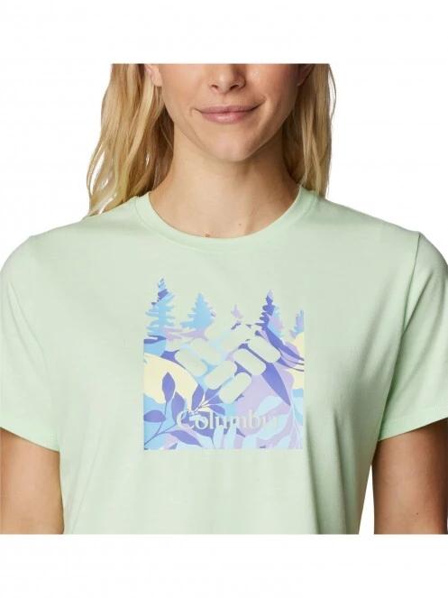 Columbia Sun Trek Ss Graphic Tee női rövid ujjú sport póló zöld színben 5