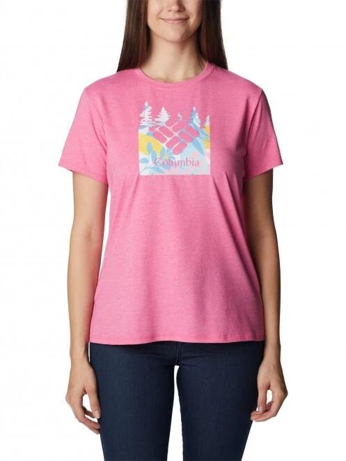 Columbia Sun Trek Ss Graphic Tee női rövid ujjú sport póló magenta színben 2