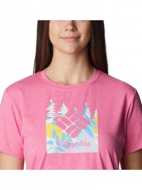 Columbia Sun Trek Ss Graphic Tee női rövid ujjú sport póló magenta színben 5