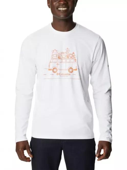 Columbia Sun Trek Graphic Long Sleeve Shirt férfi hosszú ujjú póló fehér színben 2