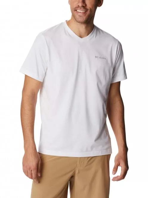 Columbia Sun Trek V-Neck Short Sleeve Shirt férfi rövid ujjú póló fehér színben 2