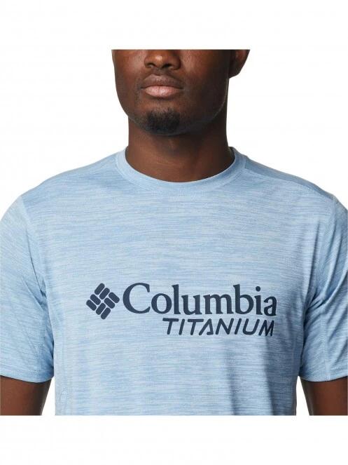Columbia M Titan Pass Graphic Tee férfi rövid ujjú sport póló kék színben 5