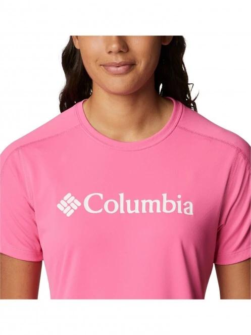 Columbia W Zero Rules Graphic Crew női rövid ujjú sport póló magenta színben 5