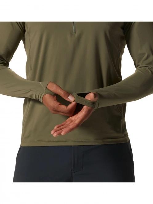 Mountain Hardwear Crater Lake 1/2 Zip férfi hosszú ujjú póló zöld színben 6