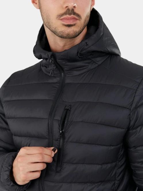 Fundango Matt Hooded Jacket férfi steppelt átmeneti kabát fekete színben 7