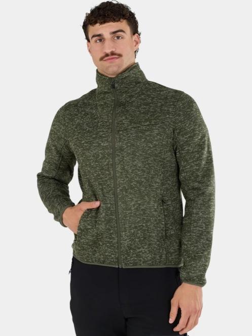 Fundango Cruz Knit Fleece Jacket férfi polár pulóver oliva színben 2