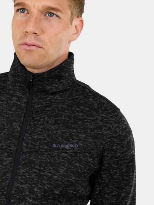 Fundango Cruz Knit Fleece Jacket férfi polár pulóver szürke színben 5