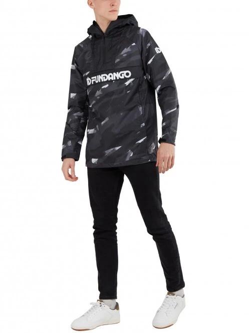 Fundango Salmo Logo Anorak férfi esőkabát fekete színben 4