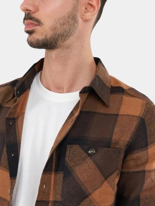 Fundango Harris Shirt férfi hosszú ujjú ing barna színben 6