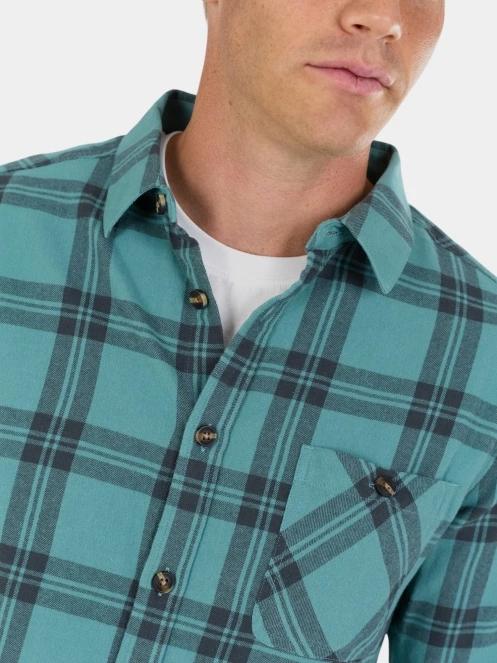 Fundango Harris Shirt férfi hosszú ujjú ing zöld színben 5