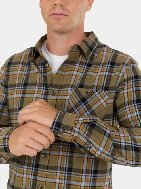 Fundango Harris Shirt férfi hosszú ujjú ing oliva színben 6