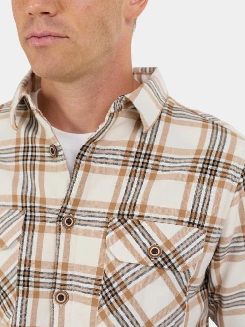 Fundango Roddy Lined Shirt férfi ingkabát homok színben 7