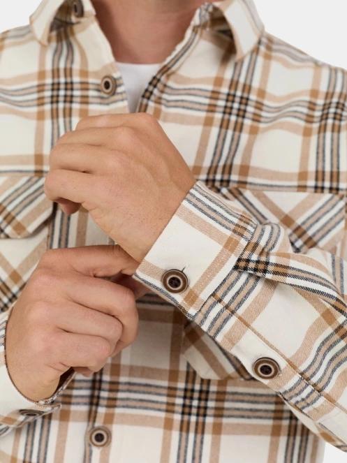 Fundango Roddy Lined Shirt férfi ingkabát homok színben 8
