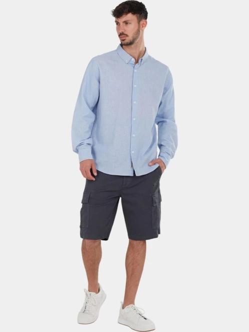 Fundango Ronan Shirt férfi hosszú ujjú ing kék színben 4