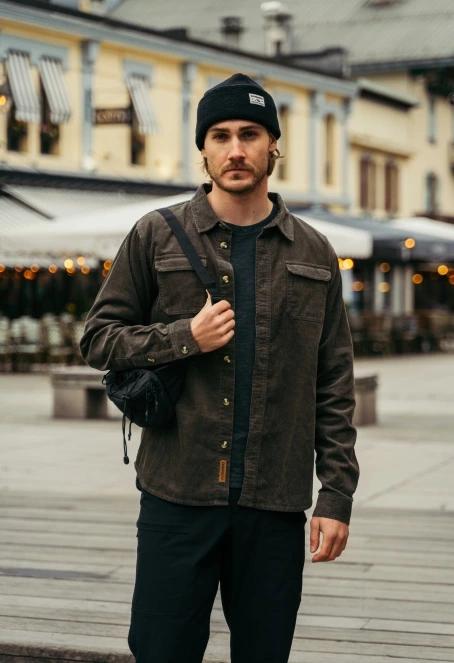 Fundango Oregon Corduroy Shirt férfi hosszú ujjú ing zöld színben 7