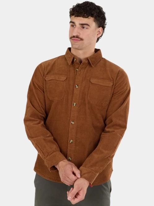 Fundango Oregon Corduroy Shirt férfi hosszú ujjú ing barna színben 2