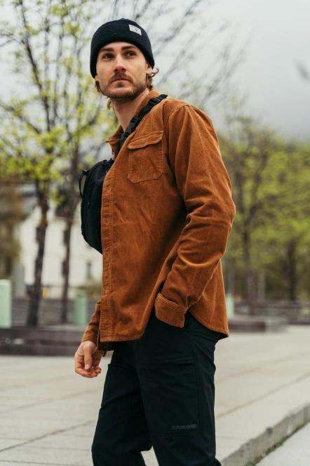 Fundango Oregon Corduroy Shirt férfi hosszú ujjú ing barna színben 12
