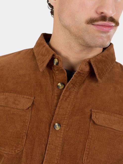 Fundango Oregon Corduroy Shirt férfi hosszú ujjú ing barna színben 7