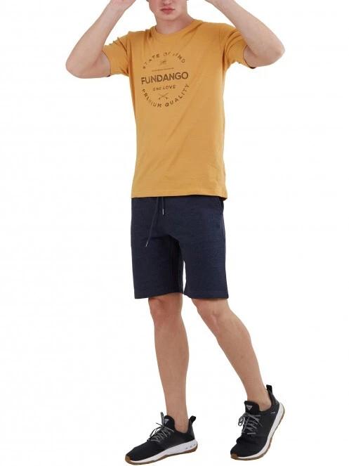 Fundango Basic - T Logo-4 T-shirt férfi rövid ujjú póló sárga színben 4
