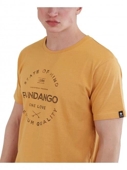 Fundango Basic - T Logo-4 T-shirt férfi rövid ujjú póló sárga színben 5