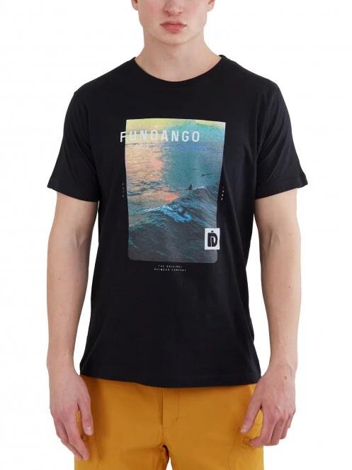 Fundango Basic - T Logo-10 T-shirt férfi rövid ujjú póló fekete színben 2