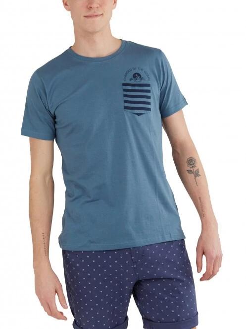 Fundango Jaggy Pocket T-shirt férfi rövid ujjú póló kék színben 2