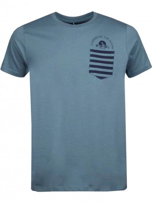 Fundango Jaggy Pocket T-shirt férfi rövid ujjú póló kék színben 6