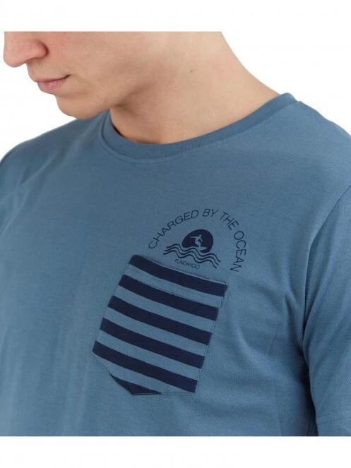 Fundango Jaggy Pocket T-shirt férfi rövid ujjú póló kék színben 4