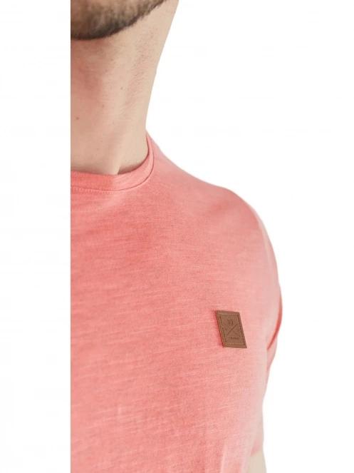 Fundango Jaggy Structured T-Shirt férfi rövid ujjú póló rózsaszín színben 5