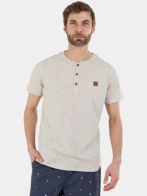 Fundango Phase Henley T-shirt férfi rövid ujjú póló homok színben 2